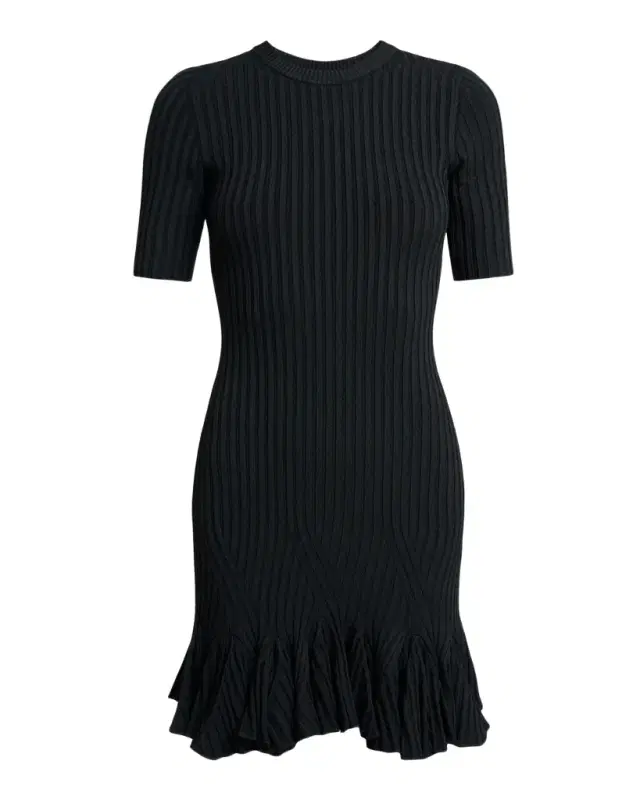 Leandra Rib Short-Sleeve Mini Dress