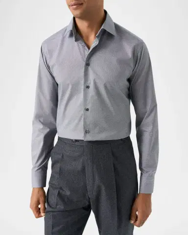 Eton Men's Contemporary Fit Micro-Houndstooth Elevated Dress Shirt | Thumbnail 4