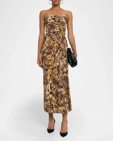Adam Lippes Cari Abstract-Print Draped Ankle Dress | Thumbnail 2