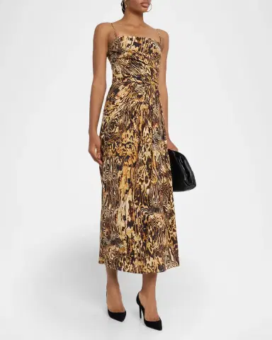 Adam Lippes Cari Abstract-Print Draped Ankle Dress | Thumbnail 4