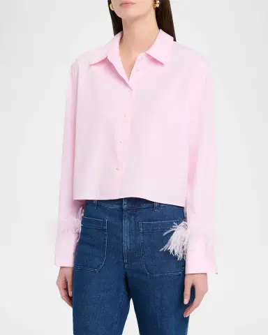 TANYA TAYLOR Largaux Feathered Button-Front Shirt | Thumbnail 4 TANYA TAYLOR Largaux Feathered Button-Front Shirt | Thumbnail 4