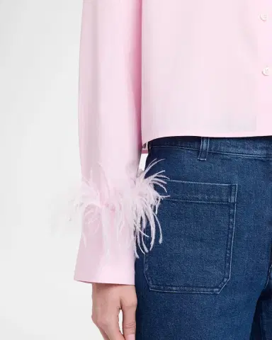 TANYA TAYLOR Largaux Feathered Button-Front Shirt | Thumbnail 5 TANYA TAYLOR Largaux Feathered Button-Front Shirt | Thumbnail 5