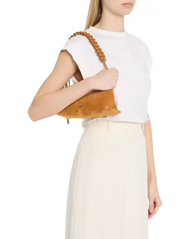 Cult Gaia Osa Braided-Strap Suede Shoulder Bag