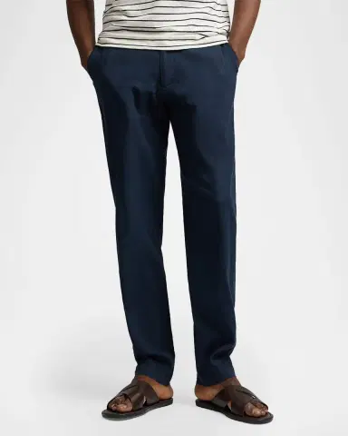 Onia Men's Stretch Linen Flat-Front Trousers | Thumbnail 4 Onia Men's Stretch Linen Flat-Front Trousers | Thumbnail 4