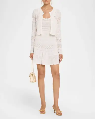 LoveShackFancy Darlena Fine Pointelle Knit Mini Dress | Thumbnail 2 LoveShackFancy Darlena Fine Pointelle Knit Mini Dress | Thumbnail 2