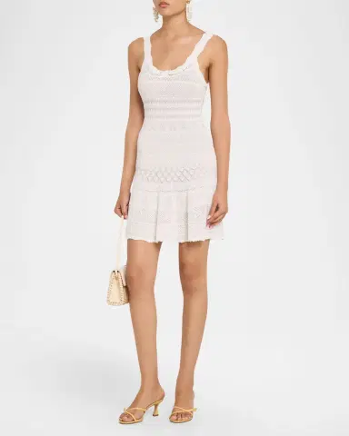 LoveShackFancy Darlena Fine Pointelle Knit Mini Dress | Thumbnail 4 LoveShackFancy Darlena Fine Pointelle Knit Mini Dress | Thumbnail 4