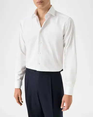 Eton Men's Slim Fit Textured Elevated Pique Dress Shirt | Thumbnail 4