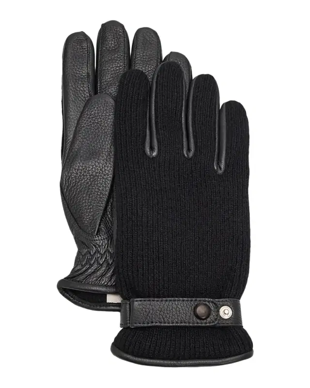 Hestra Gloves Men 's Christopher Elk Leather and Cashmere Knit Gloves