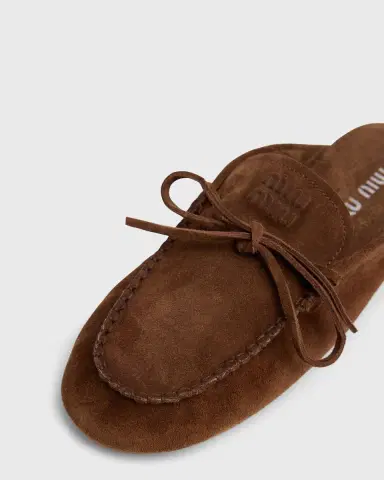 Miu Miu Sabot Suede Moccasin Mules | Thumbnail 5 Miu Miu Sabot Suede Moccasin Mules | Thumbnail 5