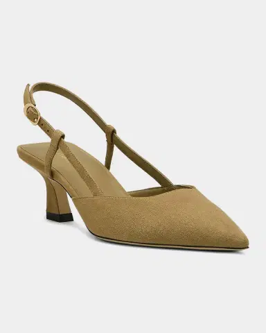 Stuart Weitzman 50mm Vinnie Suede Slingback Pumps | Thumbnail 4