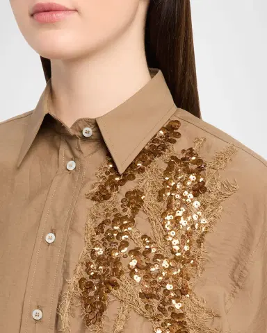 Brunello Cucinelli Halo Effect Embroidered Cotton-Blend Shirt | Thumbnail 5 Brunello Cucinelli Halo Effect Embroidered Cotton-Blend Shirt | Thumbnail 5