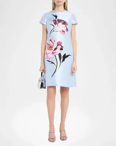 Rickie Freeman for Teri Jon Floral-Print Faille Dress | Thumbnail 2