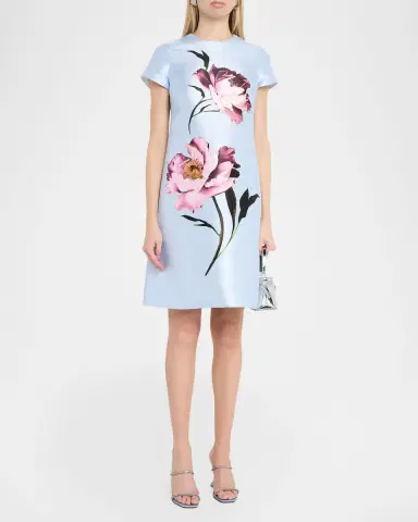 Rickie Freeman for Teri Jon Floral-Print Faille Dress | Thumbnail 4