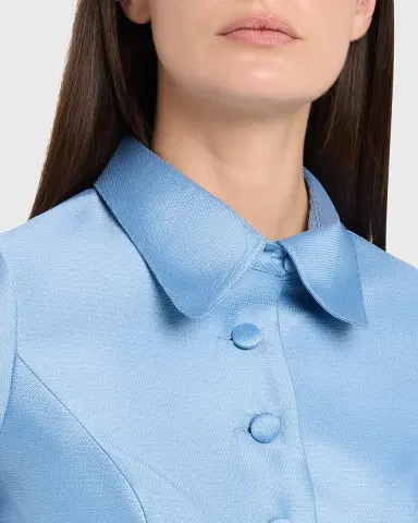 Rickie Freeman for Teri Jon Puff-Sleeve Pique Faille Shirtdress | Thumbnail 5
