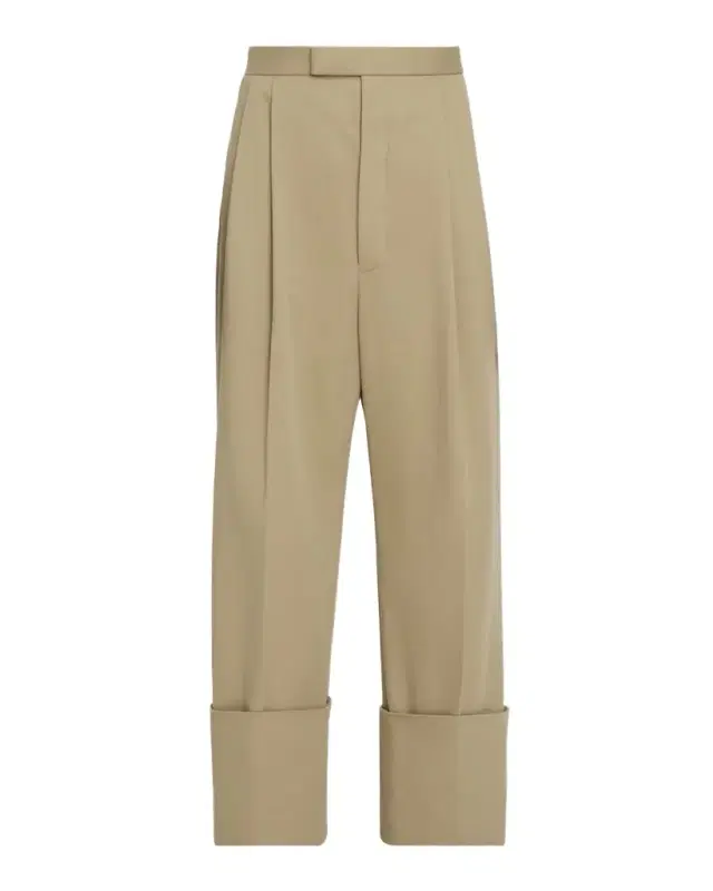 Men 's Cotton High-Rise Pleated Wide Leg Trousers