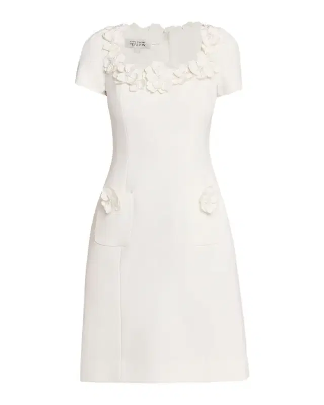 Rickie Freeman for Teri Jon Floral Applique Crepe Mini Dress