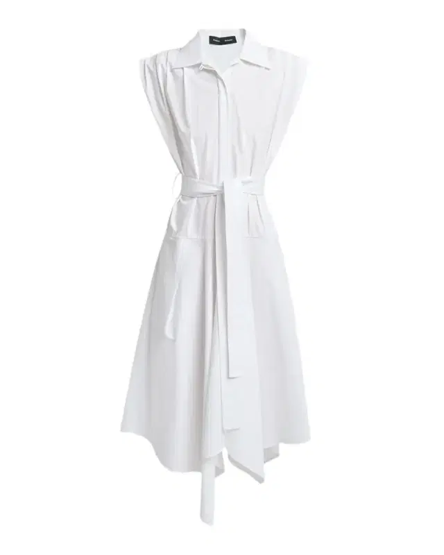 Proenza Schouler Adinna Sleeveless Belted Handkerchief Midi Shirtdress