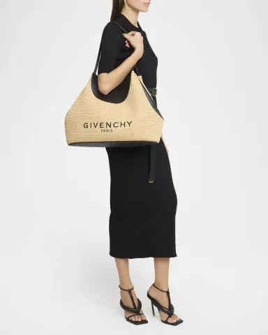 Givenchy Facet Medium Raffia & Leather Shoulder Bag | Thumbnail 5