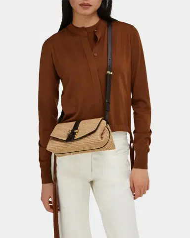 Ferragamo Leather-Trim Raffia Crossbody Bag | Thumbnail 2 Ferragamo Leather-Trim Raffia Crossbody Bag | Thumbnail 2