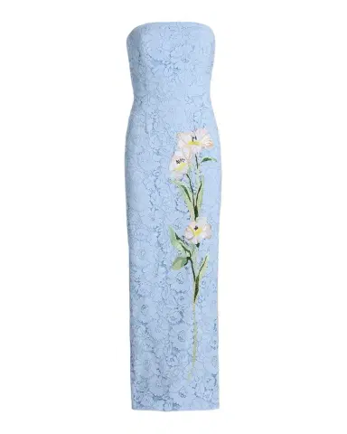 Milly Dolores Strapless Floral Lace Midi Dress | Thumbnail 1 Milly Dolores Strapless Floral Lace Midi Dress | Thumbnail 1