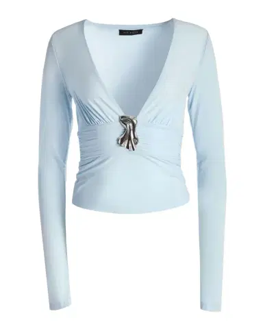 Kate Barton Plunging Ruched Brooch Long-Sleeve Top | Thumbnail 1
