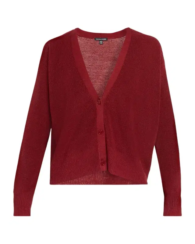 Eileen Fisher Organic Linen-Cotton Knit Cardigan