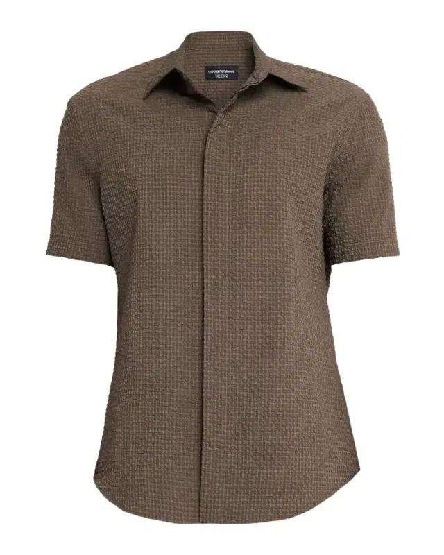Men 's Geometric Textured Short-Sleeve Shirt