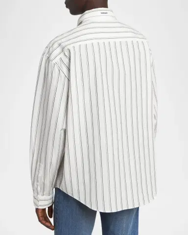 Versace Men's Striped Cotton Button-Front Shirt | Thumbnail 3 Versace Men's Striped Cotton Button-Front Shirt | Thumbnail 3