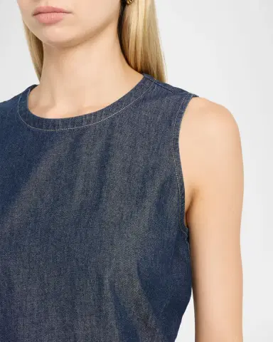 Eileen Fisher Crewneck Organic Cotton Denim Shell | Thumbnail 5