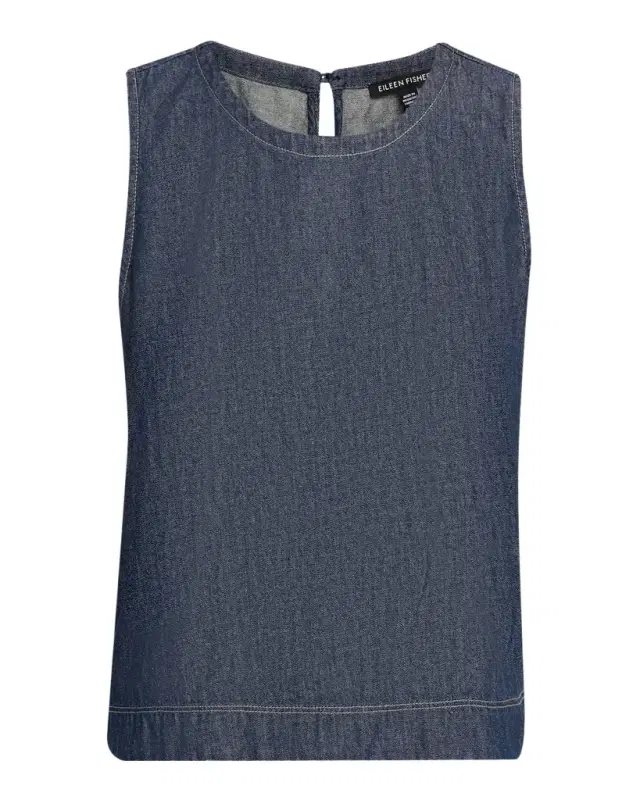 Eileen Fisher Crewneck Organic Cotton Denim Shell