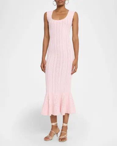 LoveShackFancy Tayleen Stretch Pointelle Midi Dress | Thumbnail 2