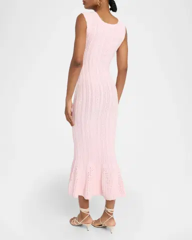 LoveShackFancy Tayleen Stretch Pointelle Midi Dress | Thumbnail 3