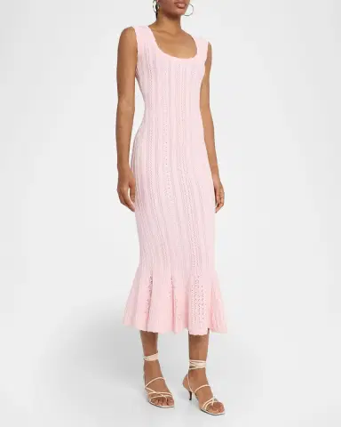 LoveShackFancy Tayleen Stretch Pointelle Midi Dress | Thumbnail 4