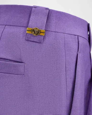 Versace Men's Virgin Wool and Linen Trousers | Thumbnail 3 Versace Men's Virgin Wool and Linen Trousers | Thumbnail 3