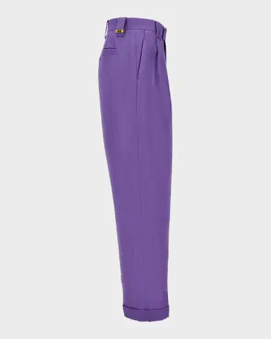 Versace Men's Virgin Wool and Linen Trousers | Thumbnail 4 Versace Men's Virgin Wool and Linen Trousers | Thumbnail 4