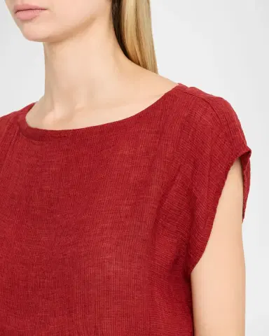 Eileen Fisher Cap-Sleeve Crinkled Organic Linen Top | Thumbnail 5 Eileen Fisher Cap-Sleeve Crinkled Organic Linen Top | Thumbnail 5