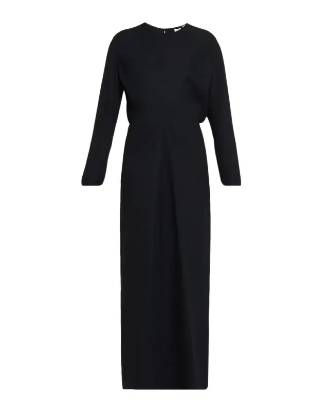 Slouch Waist Long-Sleeve Ankle Dress