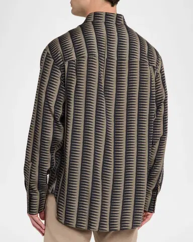 Emporio Armani Men's Jagged Edge Stripe Sport Shirt | Thumbnail 3 Emporio Armani Men's Jagged Edge Stripe Sport Shirt | Thumbnail 3