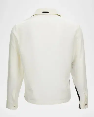 Versace Men's SIlk Grainy Portrait Sport Shirt | Thumbnail 2