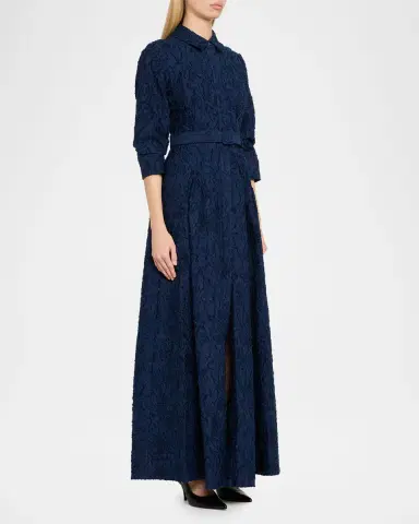 Simkhai Courtney Belted Organza Jacquard Gown | Thumbnail 4 Simkhai Courtney Belted Organza Jacquard Gown | Thumbnail 4