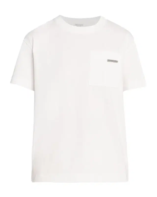 Brunello Cucinelli Cotton Jersey Short-Sleeve T-Shirt With Monili Tab Pocket