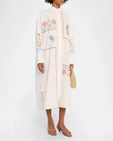 Weekend Max Mara Gru Embroidered Cotton Poplin Midi Shirtdress | Thumbnail 4