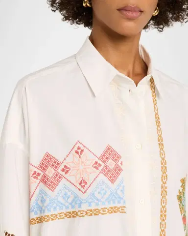 Weekend Max Mara Gru Embroidered Cotton Poplin Midi Shirtdress | Thumbnail 5