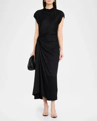 A.L.C. Alma Draped Satin Viscose Dress | Thumbnail 2