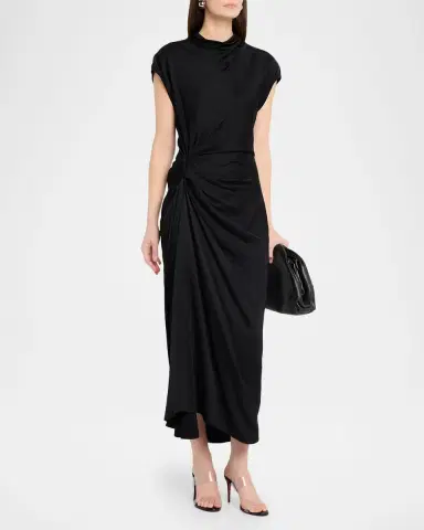 A.L.C. Alma Draped Satin Viscose Dress | Thumbnail 4