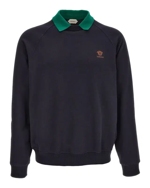 Men 's Embroidered Cotton-Jersey Polo Sweatshirt
