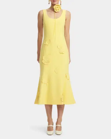 LEO LIN Emily Floral Applique Trumpet Midi Dress | Thumbnail 2 LEO LIN Emily Floral Applique Trumpet Midi Dress | Thumbnail 2