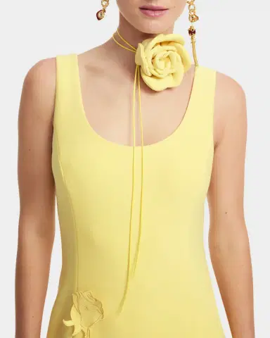 LEO LIN Emily Floral Applique Trumpet Midi Dress | Thumbnail 5 LEO LIN Emily Floral Applique Trumpet Midi Dress | Thumbnail 5