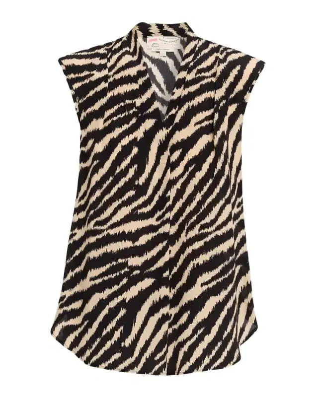 Animal-Print Silk Sleeveless Blouse