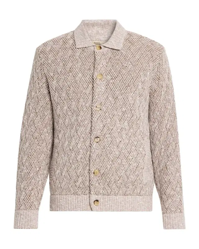 Baldassari Men's Wool-Blend Basketweave Stitch Cardigan